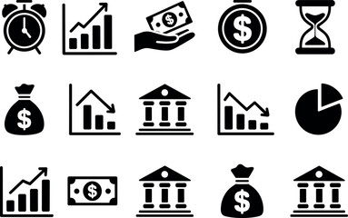 Fototapeta premium Financial banking icons money management business growth