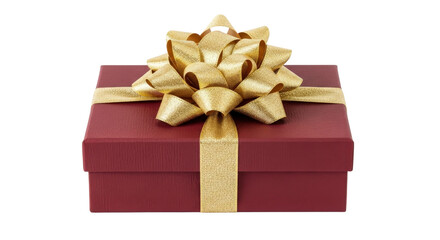 Obraz premium Gift Box of Celebration: A beautifully wrapped gift box with a luxurious gold bow and ribbon, evokes anticipation and joy. The image focuses on the aesthetics of the gifting experience.