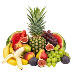 Vibrant Fruit Composition: A colorful assortment of fresh, juicy fruits create a visual symphony of natural sweetness, perfect for healthy living and culinary delights.