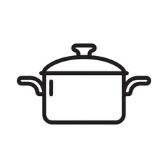 Obraz premium Simple black and white line drawing of a cooking pot with a lid and handles