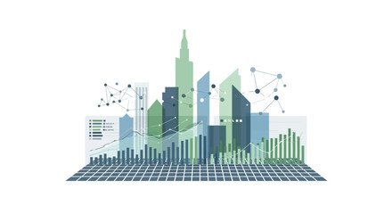 Fototapeta premium 3D Cityscape with Skyscrapers and Buildings.