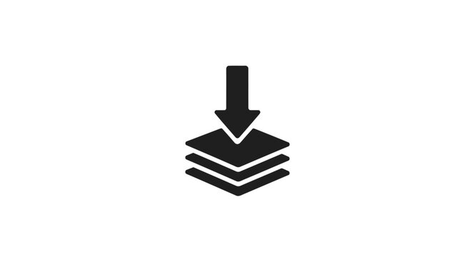 Black download icon with arrow.