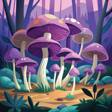 Purple Wild Mushroom Clip Art &ndash; Amethyst Deceiver Vector