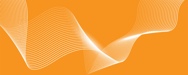 Abstract modern background featuring smooth flowing white wave lines on a vibrant orange backdrop.