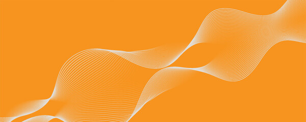 Abstract modern background featuring smooth flowing white wave lines on a vibrant orange backdrop.