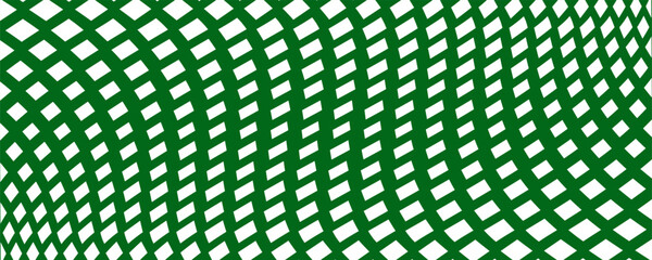 Abstract geometric background featuring a repeating green grid pattern with curved and wavy lines on a white backdrop.