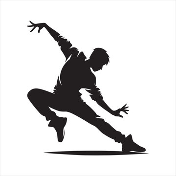 street dance vector silhouette clip art logo design illustration. abstract street dance logo set collection