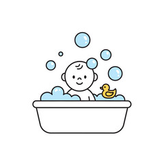 Naklejka premium Baby in bathtub illustration