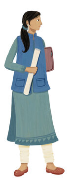 Working Professional woman holding a blueprint and a laptop wearing a kurta | Professional | Sadhana | Stages of Life
