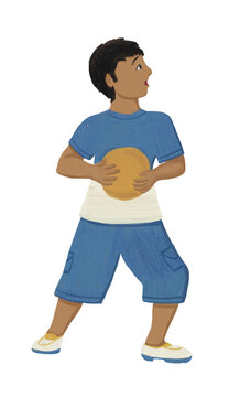 Young Boy in shorts and t shirt holding a ball | Stages of Life