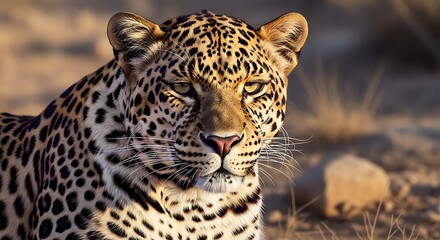 Obraz premium Leopard Closeup Portrait in Natural Habitat.