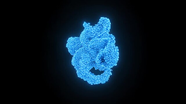 Brilliant Luminous 3D Scientific Animation of Perfect Protein Folding Structure