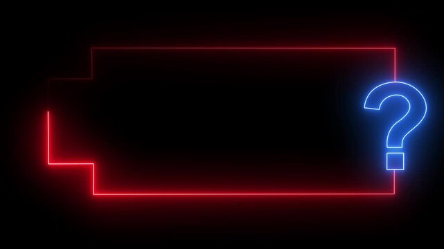 Neon Question Mark Box Frame: Glowing Rectangular Border Animation on Black Background
