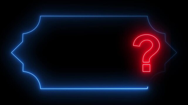 Neon Question Mark Box Frame: Glowing Rectangular Border Animation on Black Background