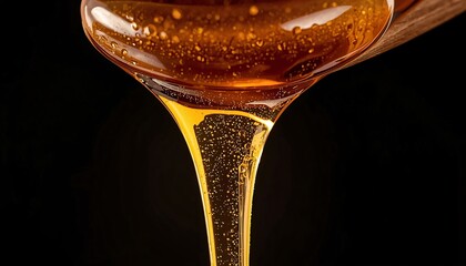 Golden Honey Dripping in Extreme Macro Detail