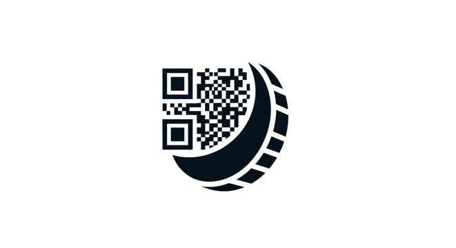 Black QR code on tire track.