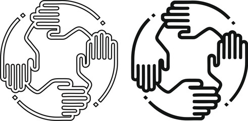 Hands Circle Unity and Teamwork Partnership Vector Icon