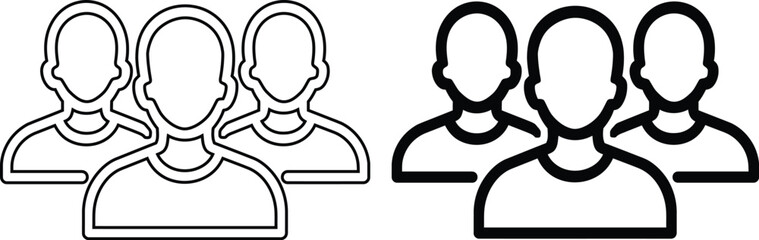 Obraz premium Professional Teamwork and User Group Outline Vector Icon for Business Community and Social Connection