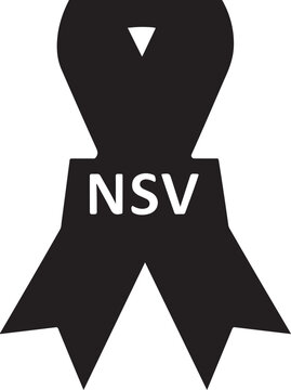 Black ribbon with white N S V text and white triangle desi