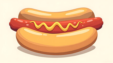 Classic Hot Dog with Mustard Illustration