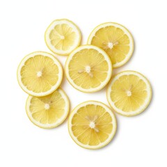 Lemon slices arranged in a circular pattern, close up shot 