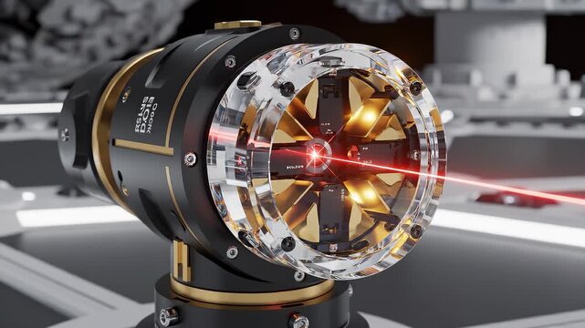 Futuristic Laser Gun Device Displaying Internal Mechanisms