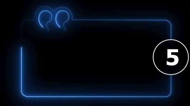 10 Second Countdown Animation: Nice Neon Battery Frame with Glowing Numbers for Video Intros and Gaming