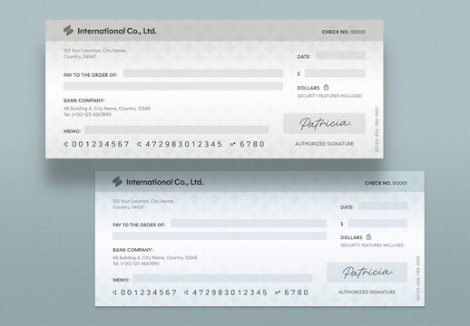 Blank Check or Cheque Template