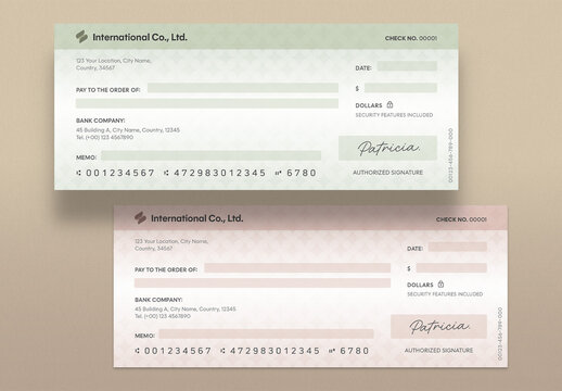 Blank Check or Cheque Template