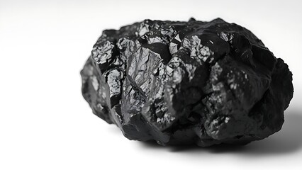 Obraz premium A specimen of black magnetite ore with metallic luster. STEM education sheets, lab safety posters, designed for STEM education and laboratory safety posters.