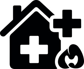 Obraz premium Medical healthcare house icon with cross and stethoscope vector illustration for hospital clinic care and doctor services