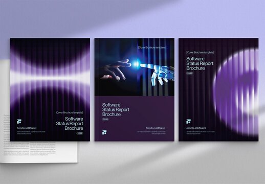 Brochure Cover Template & Front Page Design ft Abstract Glass Ripple Effect in Futuristic Tech Style
