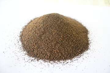 side view flat lay indian tea masala assam powder isolated on white background