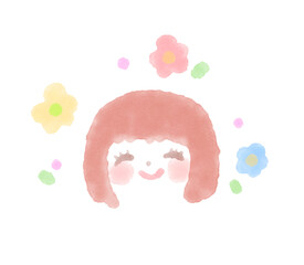 笑顔のかわいい女の子の水彩風イラスト