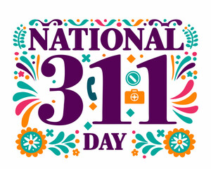 National 311 Day Design, Customer Service, Helpline and Civic Support Vector