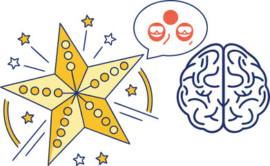 AI Recommendation System Icon with Star and Brain for Personalized Suggestions