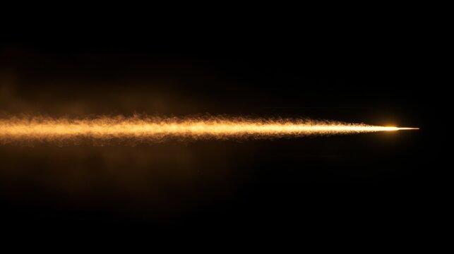 Vapor trail illuminated by backlight in a dark setting