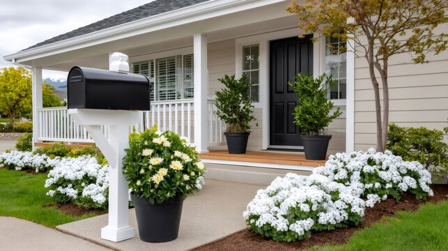 Suburban house exterior with mailbox and curb appeal