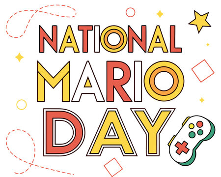 National Mario Day Design, Classic Video Game Character Vector Illustration