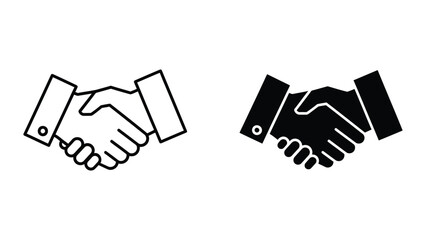 Handshake icon set in black and white
