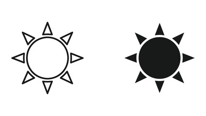 Simple sun icons in black and white