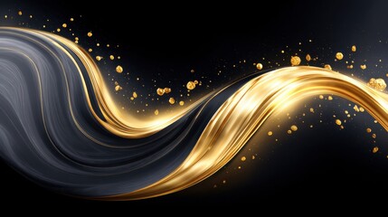 Obraz premium Golden and silver flowing liquid waves