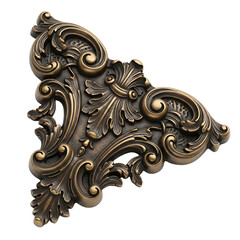 Antique bronze ornate corner flourish with baroque scrollwork and acanthus leaves.