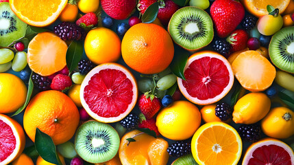 Vibrant mix of fresh fruits for healthy eating and nutrition