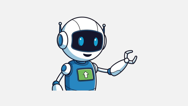 Friendly cartoon robot waving hello, futuristic technology concept
