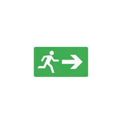 Emergency Exit Sign with Running Man and Arrow on Green Background