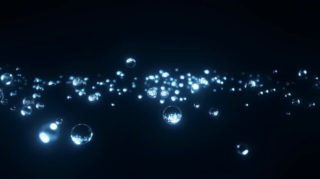 Soft Glowing Bubbles And Shimmering Specks Animate Mesmerizing Scene In Deep Cosmic Darkness