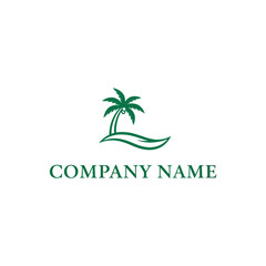 Tropical Palm Tree Logo Design Template.