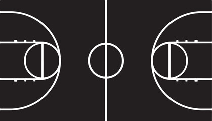 Basketball Court Top View Silhouette SVG With Markings © VanChien