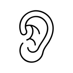 Obraz premium Minimalist line drawing of an ear icon on white background 